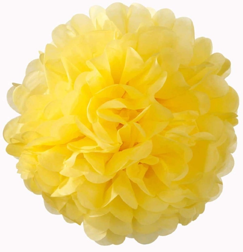 IGUO 30pcs Tissue Pom Poms Party Supplies,Yellow Navy Blue White Silver Birthday Party Decorations Paper Tassel Garland for Bridal Shower Wedding School Ceremony Graduation Theme Party Supplie - Image 2